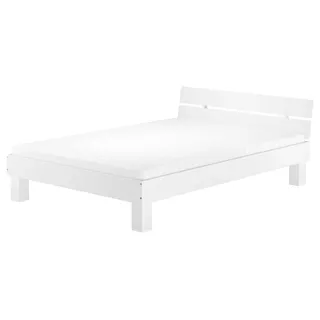 Doppelbett Überlänge 140x220 Massivholzbett weiß Futonbett Jugend Zubehör wählbar V-60.86-14-220WRollrost und Matratze inkl. - Weiß