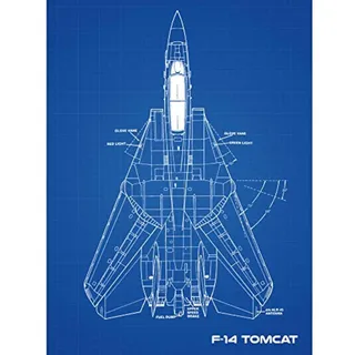 Artery8 Grumman F-14 Tomcat US Fighter Aicraft Blueprint Plan Unframed Wall Art Print Poster Home Decor Premium Kämpfer Blau Wand Zuhause Deko