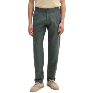 Leinenhose MARC O'POLO "Osby jogger pleats", Herren, Gr. 32, Länge 32, grün (skipping stone), Web, Obermaterial: 100% Leinen, normal, Hosen Leinenhose