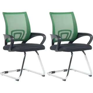 CLP 2er Set Freischwinger Eureka mit Netzbezug und Armlehnen,grün - Grün