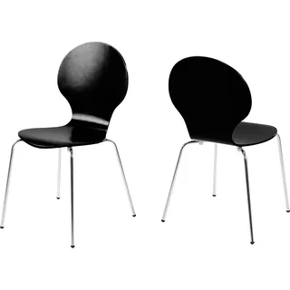 Stapelstuhl >Marcus< in Schwarz aus MDF - 49x87x53cm (BxHxT) - Schwarz