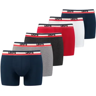 Levi's Boxershorts LEVI'S "Men Sportswear Logo Boxer", Herren, Gr. L (6), bunt, Jersey, Obermaterial: 95% Baumwolle, 5% Elasthan, unifarben, bequem, Unterhosen, mit Logo-Bund