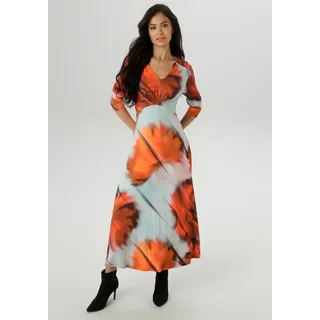 Aniston SELECTED Midikleid mit Smok-Details, rot, silber, anthra, rosa