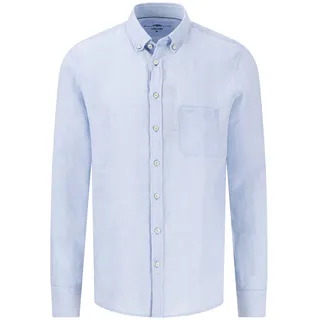 FYNCH-HATTON Leinenhemd mit Brusttasche, blau