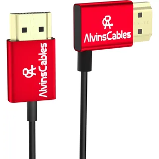 Alvin's Cables 8K 2.1 HDMI-Kabel 48 Gbit/s High Speed ​​Φ2,4 mm ultradünnes HDMI 8K@60Hz 4K@120Hz für Canon C70, für Sony A7 A9, Blackmagic Camera, Atomos, SmallHD, rechtwinklig auf gerade 1m