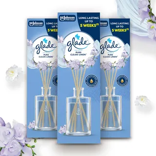 Glade Raumduft Duftstäbchen, Für Zuhause und das Badezimmer, Mit natürlichen Ölen, Pure Clean Linen, Hält 15 Wochen, 3 x 50 ml
