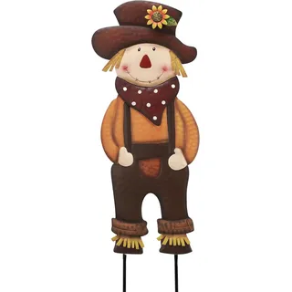 TERESA'S COLLECTIONS Vogelscheuche deko für Herbstdeko Gartendeko,60cm | Gartendeko für Draußen Wetterfest,Metall Gartenstatuen für Herbst Dekoration,Kürbis Deko für Terrasse,Orange(M)