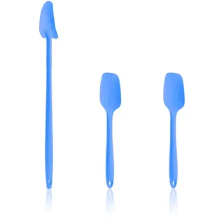 Kochblume Geizhals Set, Restelöffel, Flexlöffel S | Premium Premium-Silikon & BPA freimit Edelstahlkern | In der bunten Box (blau, 3er Set)
