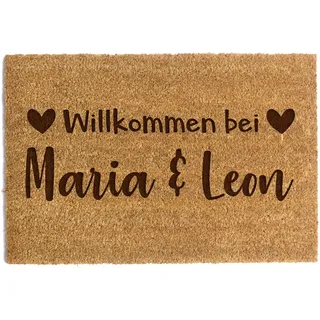 Happenings Personalisierte Fußmatte | Kokosmatte mit Ihrem Text | Original Türmatte für Innenbereiche | Familien Namen | Lustige Eingangsmatte (40x60, Modell 2)