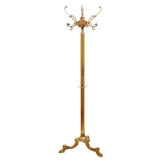Belle Arti Garderobenständer Kleiderständer Standgarderobe Garderobe Barock Messing gold, edel, stabil, Metall Vintage Retro Antik mit Haken freistehend rostfrei