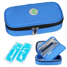 YOUSHARES Insulin kühltasche Diabetiker Tasche - Medikamente Diabetiker Isoliert Tragbaren Kühler Tasche für Insulin Pen und Diabetes kühltasche mit 2 Kühlakkus (Blau)