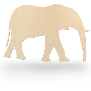 Kleenes Traumhandel Holztiere - Tiere aus Holz - Wanddeko Tiere - Tierscheiben - Tierform aus Holz für Kinderzimmer, Wohnzimmer, Geburtstag (Elefant, Breite 33 cm)