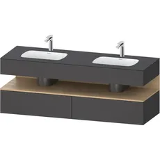 Duravit Qatego Einbauwaschtisch mit Konsolenwaschtischunterbau, 1600x550x600mm, Nische Eiche Natur, Doppelwaschtisch, QA4797030, Farbe: Graphit Matt/mit Nischenbeleuchtung