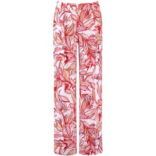 Gerry Weber Damen Gemusterte Leinenhose Wide Leg floral, Gemustert reguläre Länge Lila/Pink/Rot/Orange Druck 38