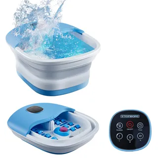 Steinborg faltbares Fußsprudelbad mit Fernbedienung | Platzsparend | Intensiver Whirlpool-Effekt / Sprudelfunktion | 60 min. Timer | 3 Temperaturstufen | Fußmassagegerät | Fußreflexzonen Massage | Fußwanne | Fußbad | 16 Shiatsu-Rollen