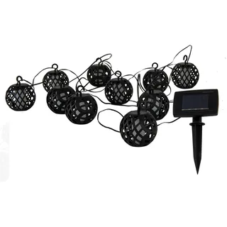 NÄVE LED-Solar-Kugel-Lichterkette Fogo Schwarz 10 cm x 485 cm x 7 cm
