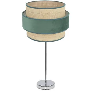 PRENDELUZ Tischlampe aus Chrom/Natur-Grün, 1 x E27, 64 x 30 x 30 cm, ideal für die Beleuchtung von Räumen und zur Dekoration von Tischen.