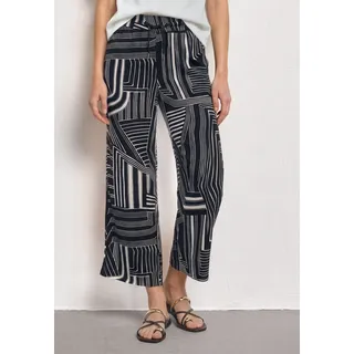 STREET ONE Culotte High Waist Gemustert Blau 40