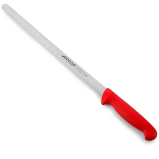 Arcos Lachs- und Fischmesser aus Edelstahl mit 300 mm Klinge - Ergonomischer Griff aus Polypropylen, Serie 2900 - Farbe Rot