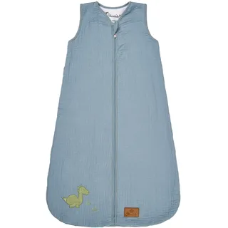Babyschlafsack STERNTALER "Musselin-Schlafsack 110cm DINO Rexi", Baby, Gr. Blacklist, blau, Obermaterial: 100% Baumwolle CO., Schlafsäcke Babyschlafsack