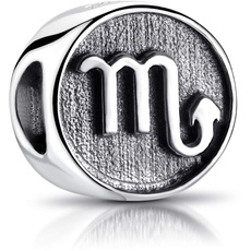 MATERIA Sternzeichen Skorpion Anhänger Silber 925 - Beads Perle Charms für Armband oder Kette antik schwarz #590