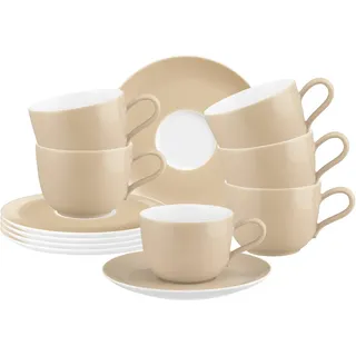 Seltmann Weiden Tasse »Kaffeetassen mit Untertassen Liberty Pure Colors 260 ml 6er Set«, beige