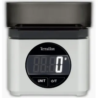 TERRAILLON - BA22 MYTHIQUE - Elektronische Küchenwaage, ikonisches und Retro-Design, integrierte Schüssel 0,7 l, großes LCD-Display, XXL-Ziffernanzeige, Tara-Funktion, Grau