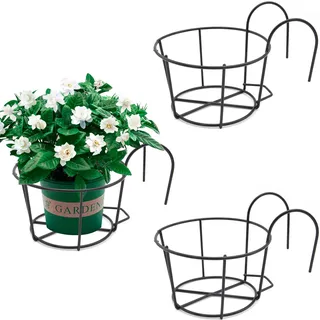 3 Stück Blumentopfhalter Hängende Geländer Pflanzgefäße Blumentopf Balkon Hängend Metall-Blumenkasten Runden Eisen Aushöhlen Hängende Geländer Pflanzgefäße Körbe für Haus Balkon Garten Geländer Zaun