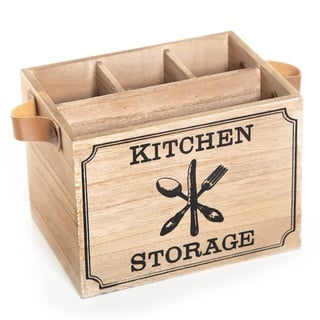 Logbuch-Verlag Besteckkasten aus Holz Besteckbox Besteckkiste Holzkiste für Besteck KITCHEN STORAGE braun natur Küchen Deko