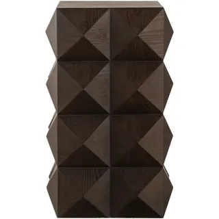 Okwish Beistelltisch 60 cm Retro mit 3D-Prägung Braun aus Massivholz und Mdf , Holzwerkstoff , 37x60x37 cm , Wohnzimmer, Wohnzimmertische, Beistelltische