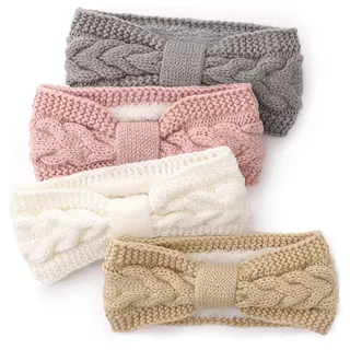 DRESHOW Damen Warm Gestricktes Stirnband Winter Ohrenwärmer Gehäkelte Kopfwickel Dickes Fleecefutter Haarbänder