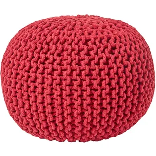 Homescapes Strick-Pouf 40 x 35 x 40 cm Rot