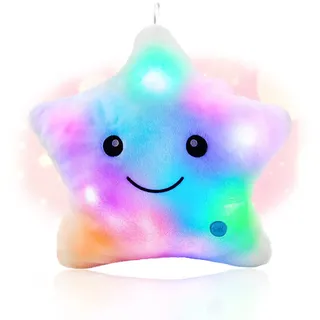 Shengou Weihnachten Kissen Stern LED, kuschelkissen LED,Kissen Deko, Leuchtendes Sternenkissen, Sternkissen Flauschiges, für Weihnachten,Geburtstag,Schlafzimmer Deko