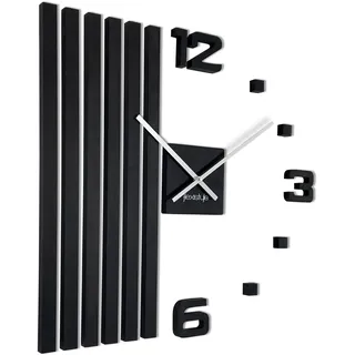 Flexistyle 3D Wanduhr 60 cm 3D Wanduhr Modern schwarz