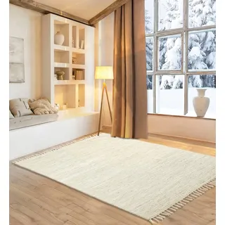 my home Teppich »Gastines« rechteckig 5 mm Höhe Wendeteppich, reine Baumwolle, handgewebt, uni, waschbar, modern, beige