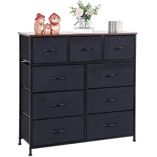 lyncohome Kommode mit Schubladen aus Stoff, Sideboard Wohnzimmer mit 9 Stoffschubladen, kommode Schlafzimmer Flur, komode komodenschrank flurschrank für Küche Büro Flur Schlafzimmer