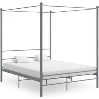 The Living Store Himmelbett Grau Metall 160x200 cm - Grau