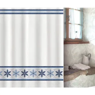 MSV 142105 Duschvorhang Olympe 180x200cm aus Polyester in blau, Mehrfarbig, 30 x 20 x 15 cm