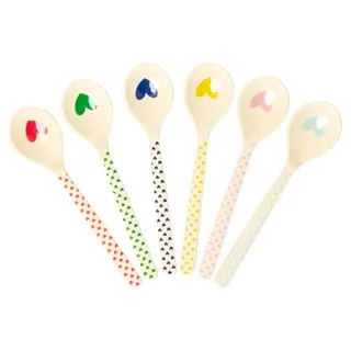 Rice Teelöffel - 6 Stück - Hearts Print - mit Herzen - Melamin