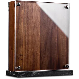 VDN Messerblock magnetisch - Messerblock ohne Messer [Doppelseitig, aus Akazienholz] - Messerhalter magnetisch [für 6-8 Messer] - Messerständer [mit Marmor-Fuß]