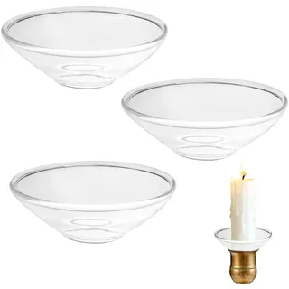 3stk Kerzen Tropfschutz, Runde Kerzen Tropfschutz Glas Hitzebeständige Wachsauffangbehälter für Hochzeiten Partys Kirchen Zuhause Kerzenständer
