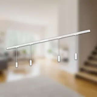 Briloner Schienensystem Rail Komplettset, 4x LED Pendel dimmbar, Lampen, Lichtschienensystem Decke, Strahler Schiene, Deckenlampe, Deckenleuchte, Pendellampe, Pendelleuchte, 1,5m, Weiß