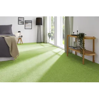 andiamo Teppichboden Izmir für Wohnzimmer und Kinderzimmer - Teppichboden Meterware zum Verlegen - Teppichbelag mit hoher Trittschalldämmung - weicher Teppichboden 400 x 350 cm Grün