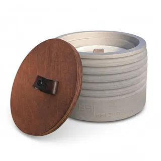 Betonformat Kolbenfeuer | Wachsfresser | Outdoor Kerzenfresser 14cm aus Beton Hellgrau | Tischfeuer mit Dauerdocht | Kerzenwachs recyceln | handgefertigt | Lagerfeuer für Garten & Terrasse