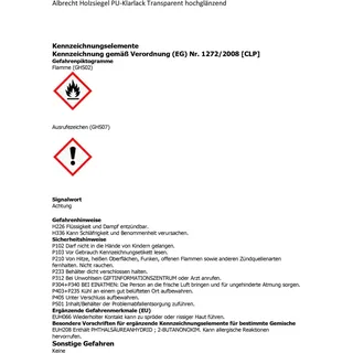 Albrecht Holzsiegel PU-Klarlack Transparent hochglänzend 2,5 l