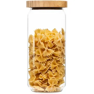 Klarstein Stapelglas mit Bambusdeckel 1000 ml stapelbar luftdicht Bambus