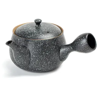 TEANAGOO Keramik-Teekanne mit Aufgüssen für losen Tee | Große Seitengriff-Teekannen/Japanischer Kyusu (21 oz) mit Steeper |Chinesische Teekannen für Teeparty Porzellan-Teekannen-Set VP2,Rock Black