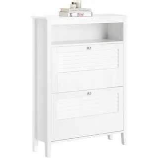 SoBuy Schuhschrank Weiß Holzwerkstoff, 80x108x25 cm, Garderobe, Schuhaufbewahrung, Schuhkipper