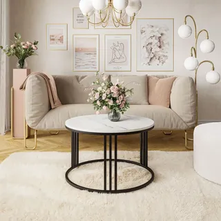 Runder Couchtisch LORI LEVANTO Schwarz / marmor levanto