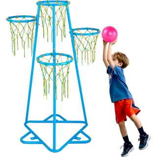 Vevor Basketballständer für Kinder, 4-Basketballständer für Kinder, tragbarer Basketballständer, höhenverstellbar, geeignet für Kinder jeden Alters, - Blau